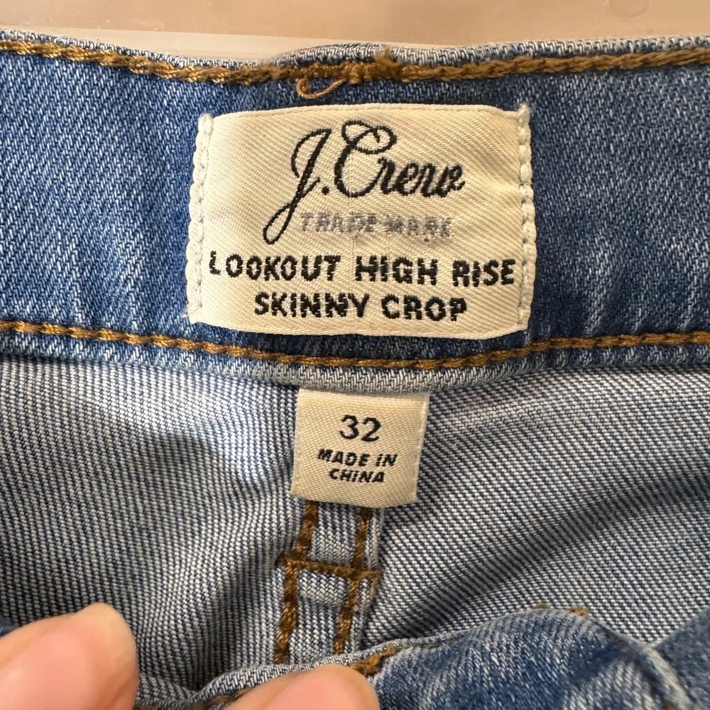 J. Crew Jeans Lookout High Rise‎ Denim Skinny Crop F1904 Frayed Raw Hem Stretch